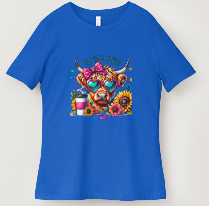 Bit of A Mess Highland Cow Short Sleeve T Shirt