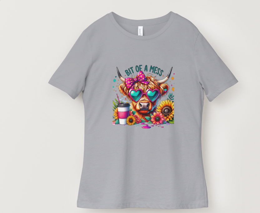 Bit of A Mess Highland Cow Short Sleeve T Shirt