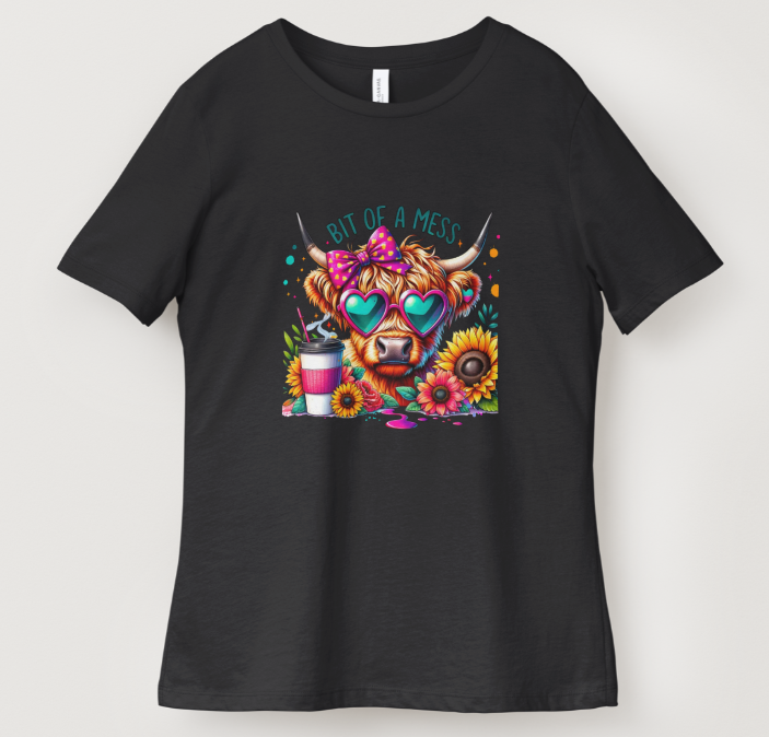 Bit of A Mess Highland Cow Short Sleeve T Shirt